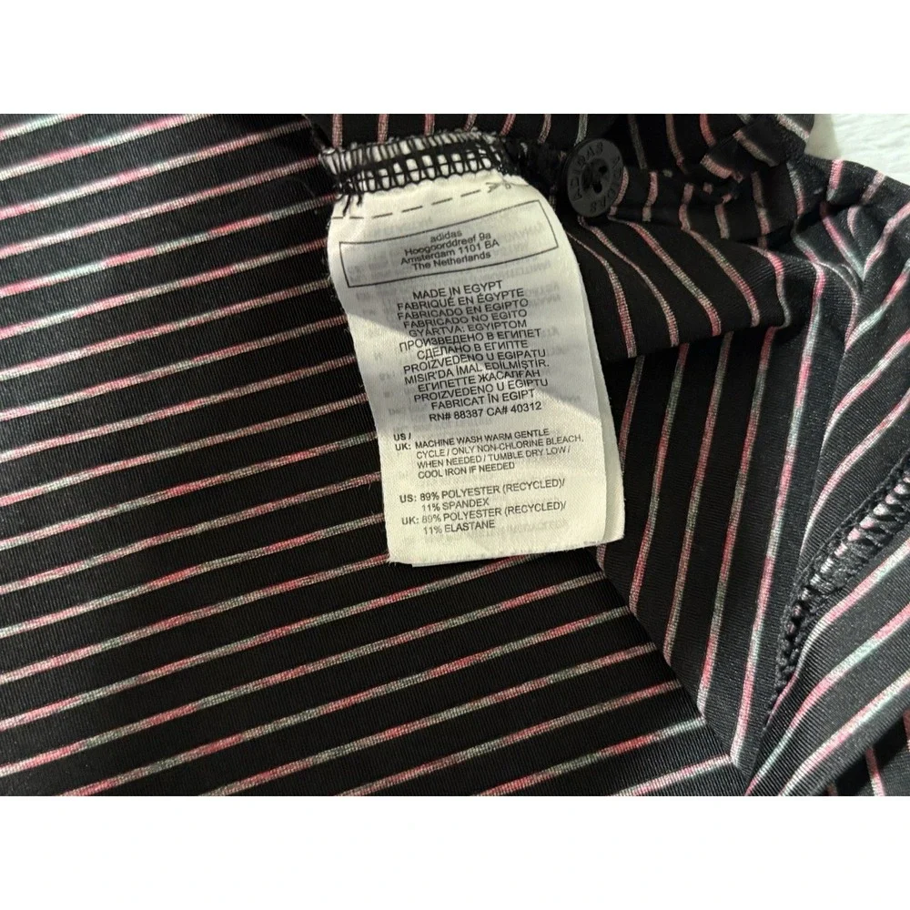 Adidas Golf Polo Shirt Mens 3XLT Black Striped Performance Short Sleeve Stretch
